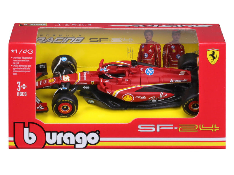 Mașinuță Ferrari, Charles Leclerc, SF-24, bburago, roșu 🔥