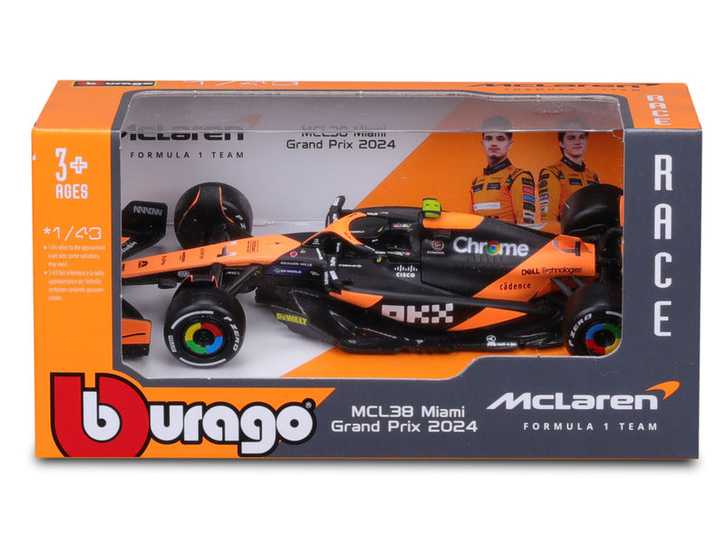Mașină model McLaren, Bburago, Lando Norris, livery Miami, MCL38 🔥