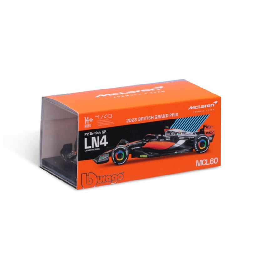 Mașinuță model McLaren F1, cu cască, MCL60, bburago, 1:43, Lando Norris #4
