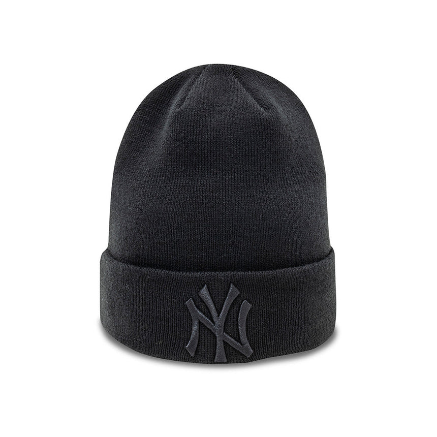 Căciulă tricotată New York Yankees, pin impecabil, New Era, negru total