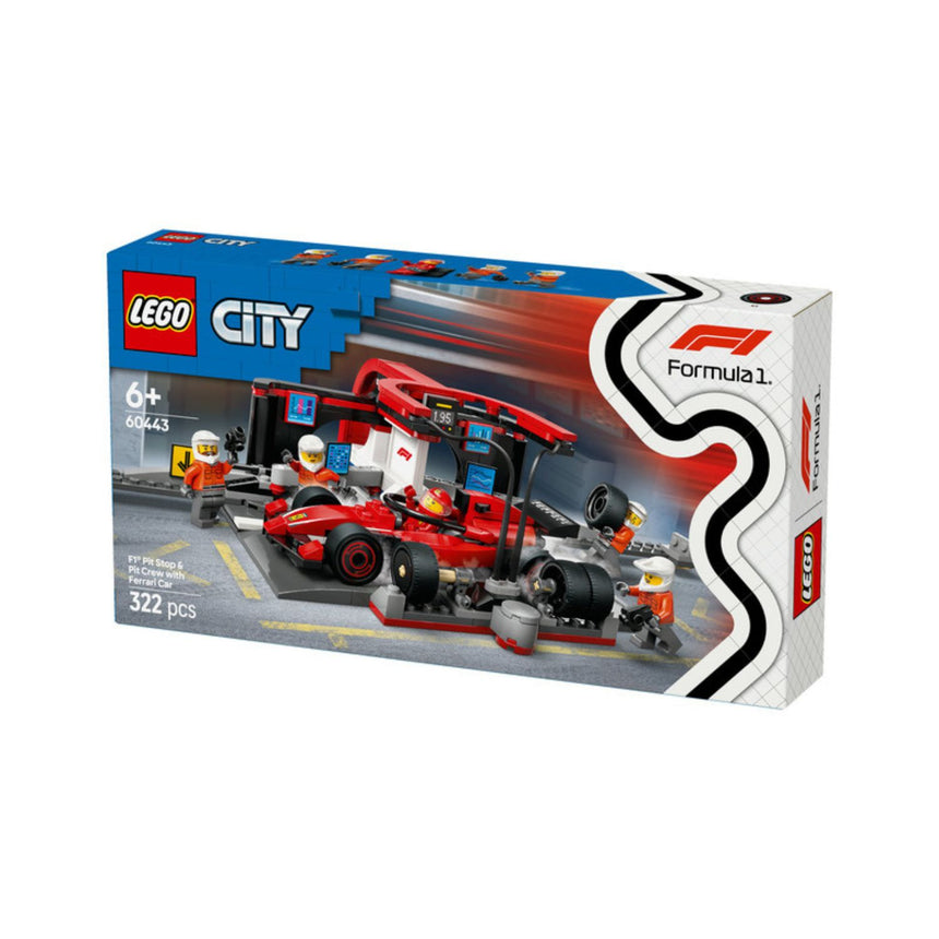 Ferrari, F1 LEGO® City 60443, cu mașină de curse și echipaj în pit stop 🔥