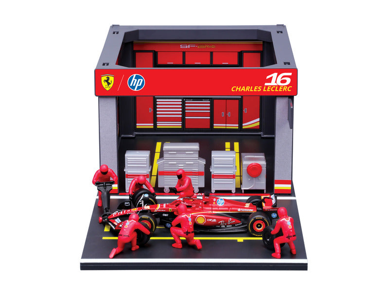 Ferrari kit de modele, acces în pit, bburago, 1:43, Charles Leclerc, #16, SF-24