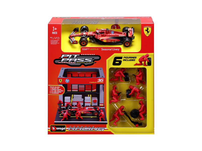 Ferrari kit de modele, acces în pit, bburago, 1:43, Charles Leclerc, #16, SF-24