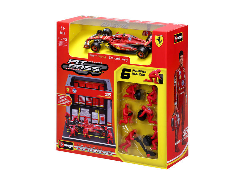 Ferrari kit de modele, acces în pit, bburago, 1:43, Charles Leclerc, #16, SF-24