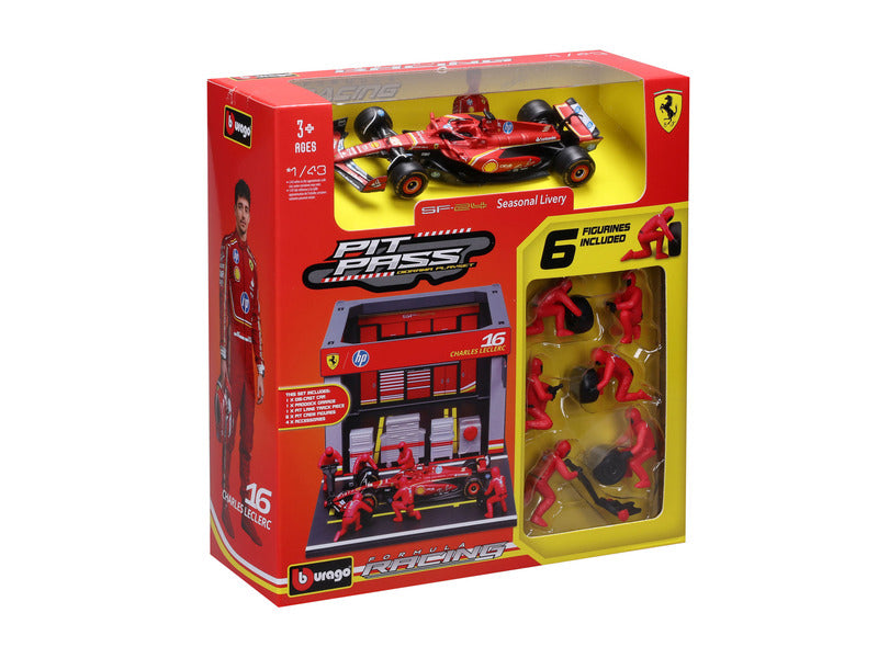 Ferrari kit de modele, acces în pit, bburago, 1:43, Charles Leclerc, #16, SF-24