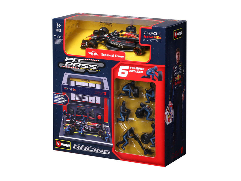 kit-model Red Bull Racing, acces în pit, bburago, 1:43, Max Verstappen, #1, RB19