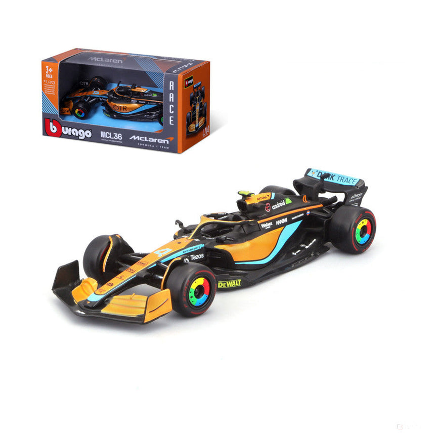 🎁 McLaren F1 Model car, Bburago, F1 MCL36, Lando Norris #4, orange, 1:43 scale, 2022 (100% off)