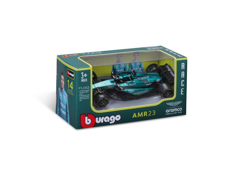 Mașină-model Aston Martin, AMR23, Bburago, la scară 1:43, Fernando Alonso #14, 2023