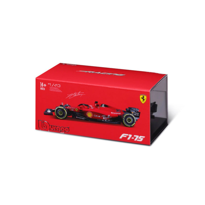 Ferrari F1 Modellauto, mit Helm, F1-75, bburago, 1:43, Carlos Sainz