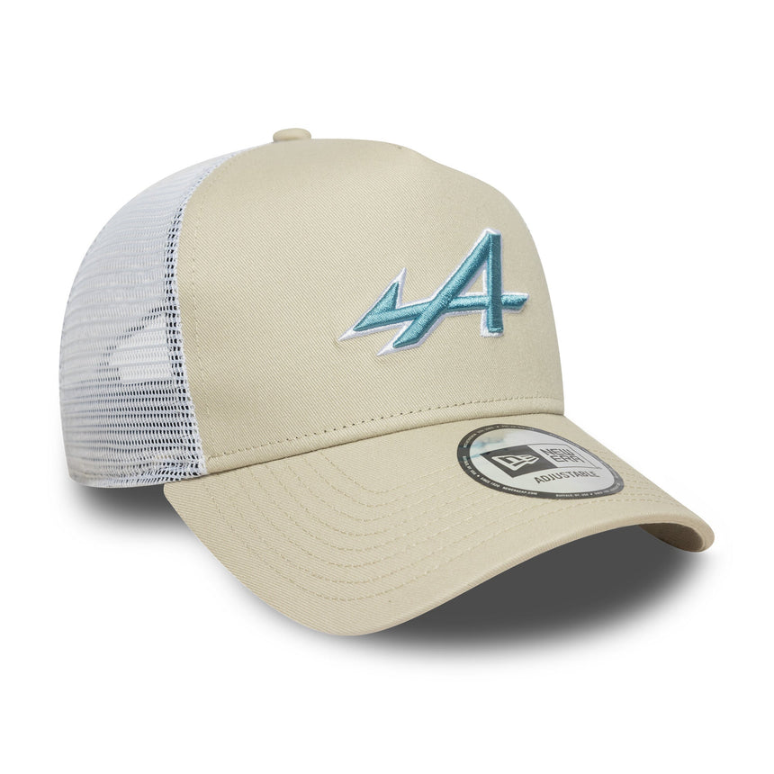 Șapcă Alpine, trucker, sezonieră, New Era, 9FORTY, crem