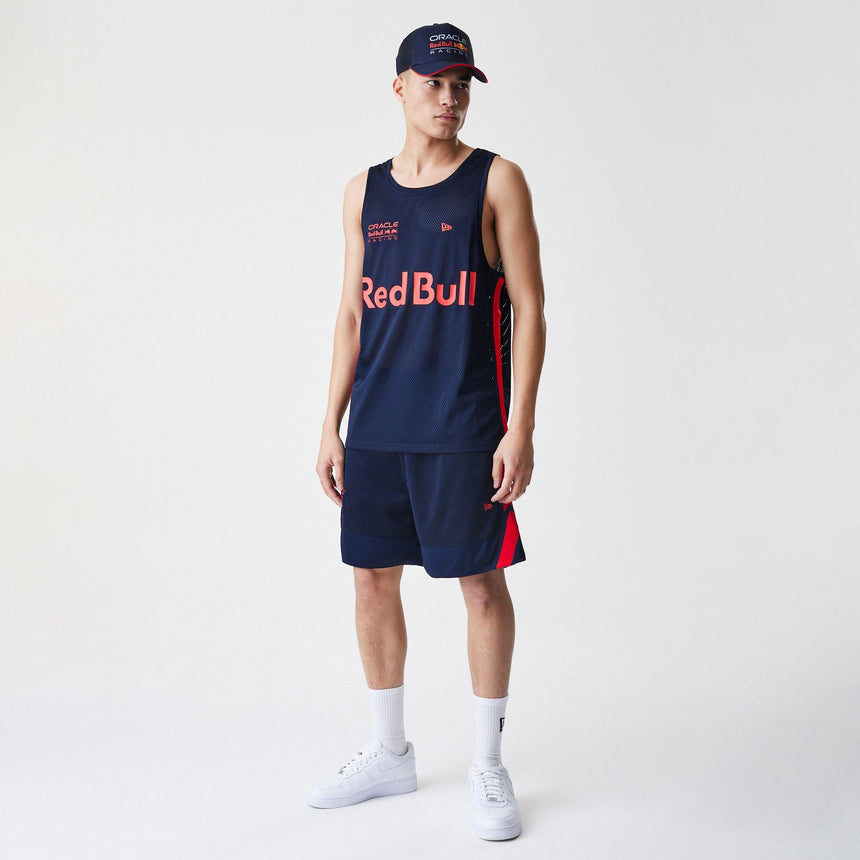 Tricou fără mâneci Red Bull Racing, New Era, din plasă de baschet, albastru închis