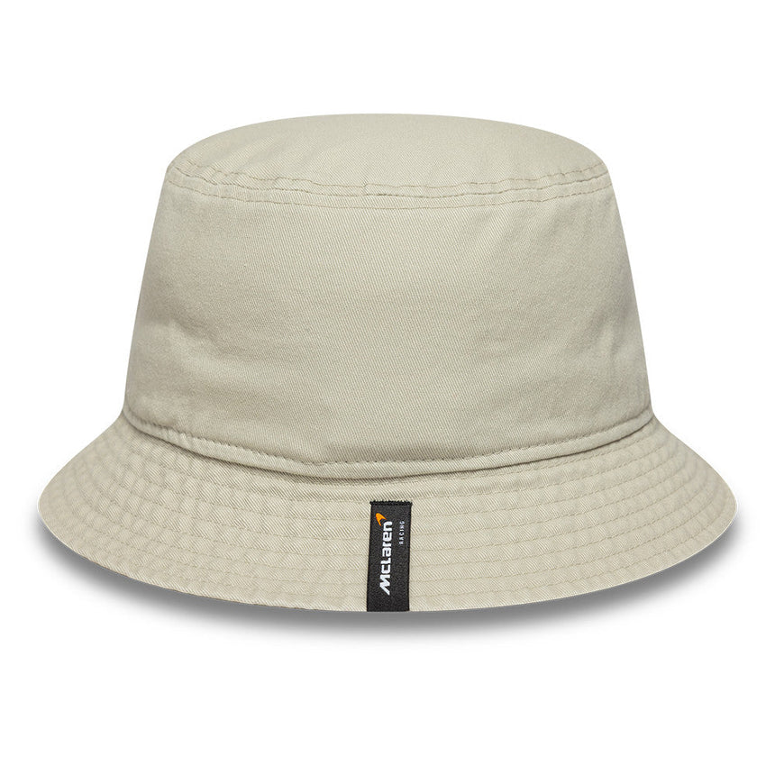 Pălărie de tip bucket McLaren x Reiss, cu croi conic, New Era, albă