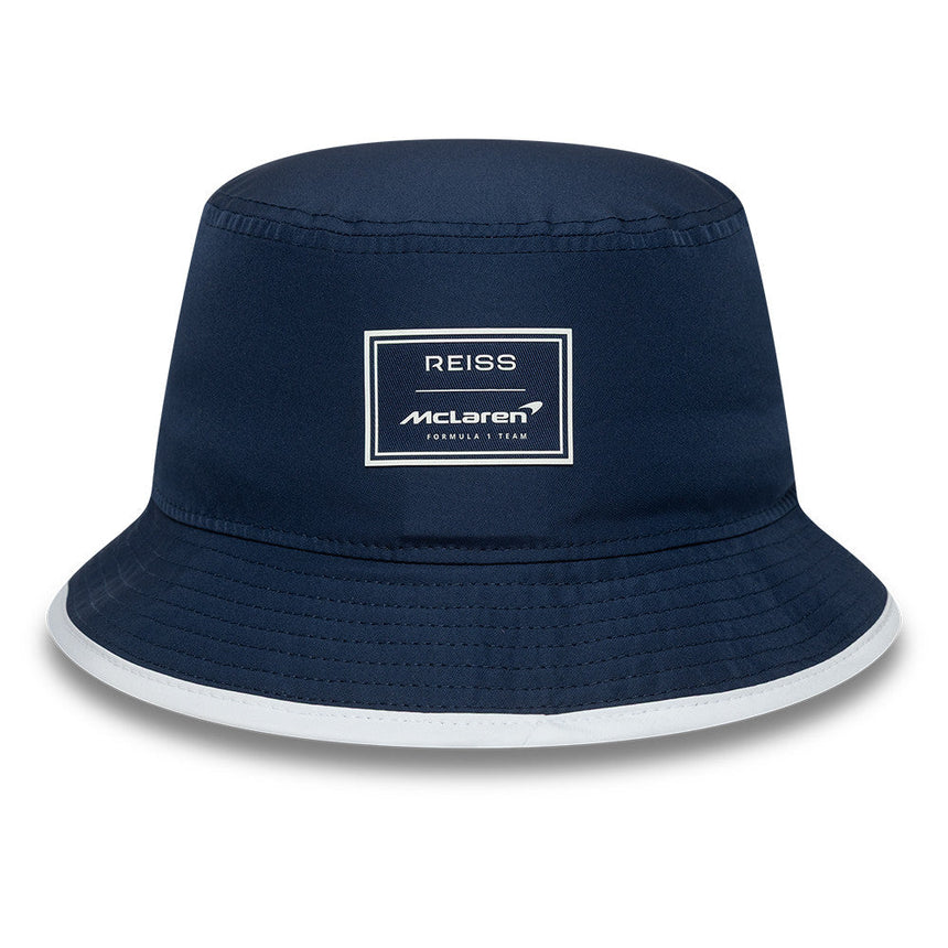 Pălărie tip bucket McLaren x Reiss, sezonieră, conică, New Era, 9FORTY, albastră
