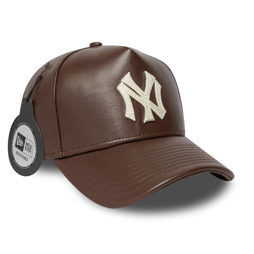 Șapcă New York Yankees, din piele, New Era, model A-frame, maro