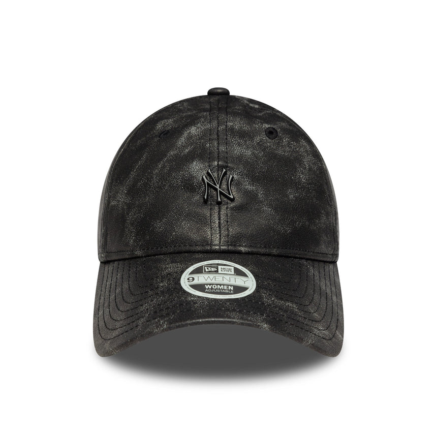 Șapcă New York Yankees, din PU uzat, New York Yankees, 9TWENTY, simplă, neagră