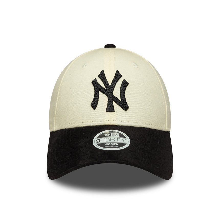 Șapca New York Yankees, velur sintetic, New Era, 9FORTY, beige-negru
