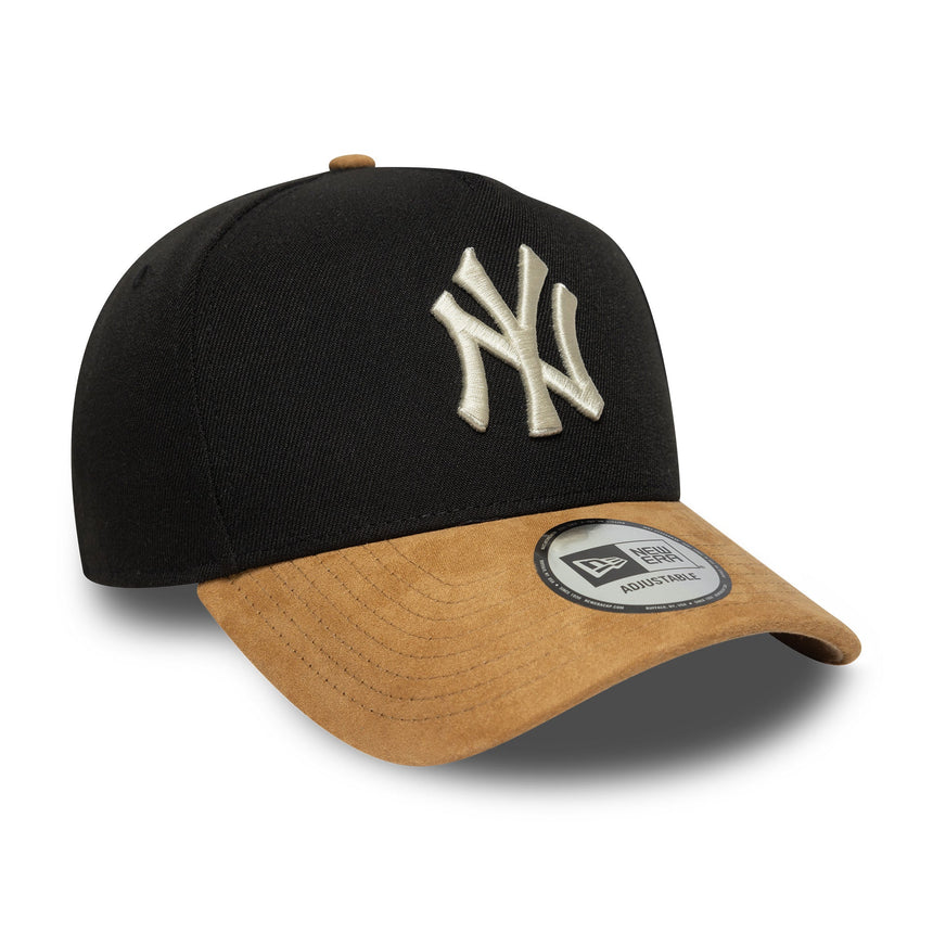 șapcă New York Yankees, vizier din nubuc, A-frame, 9FORTY, negru