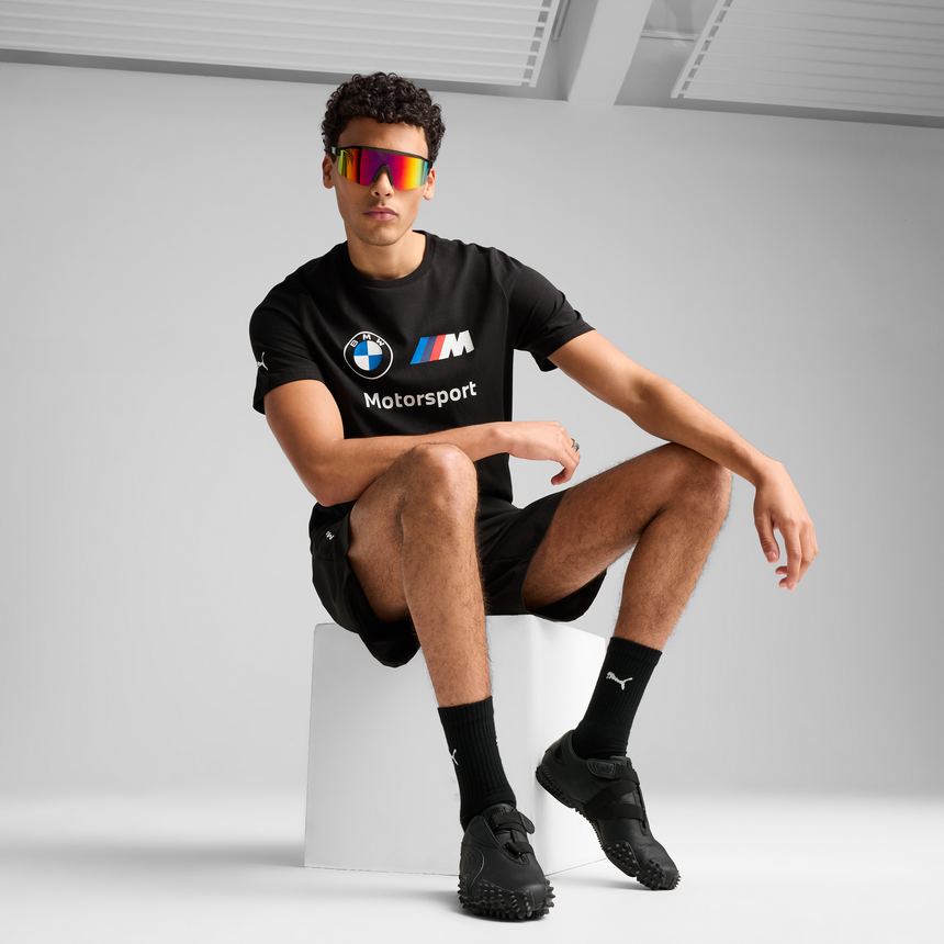 Tricou cu logo BMW, Puma, Essential, MMS, negru 🔥