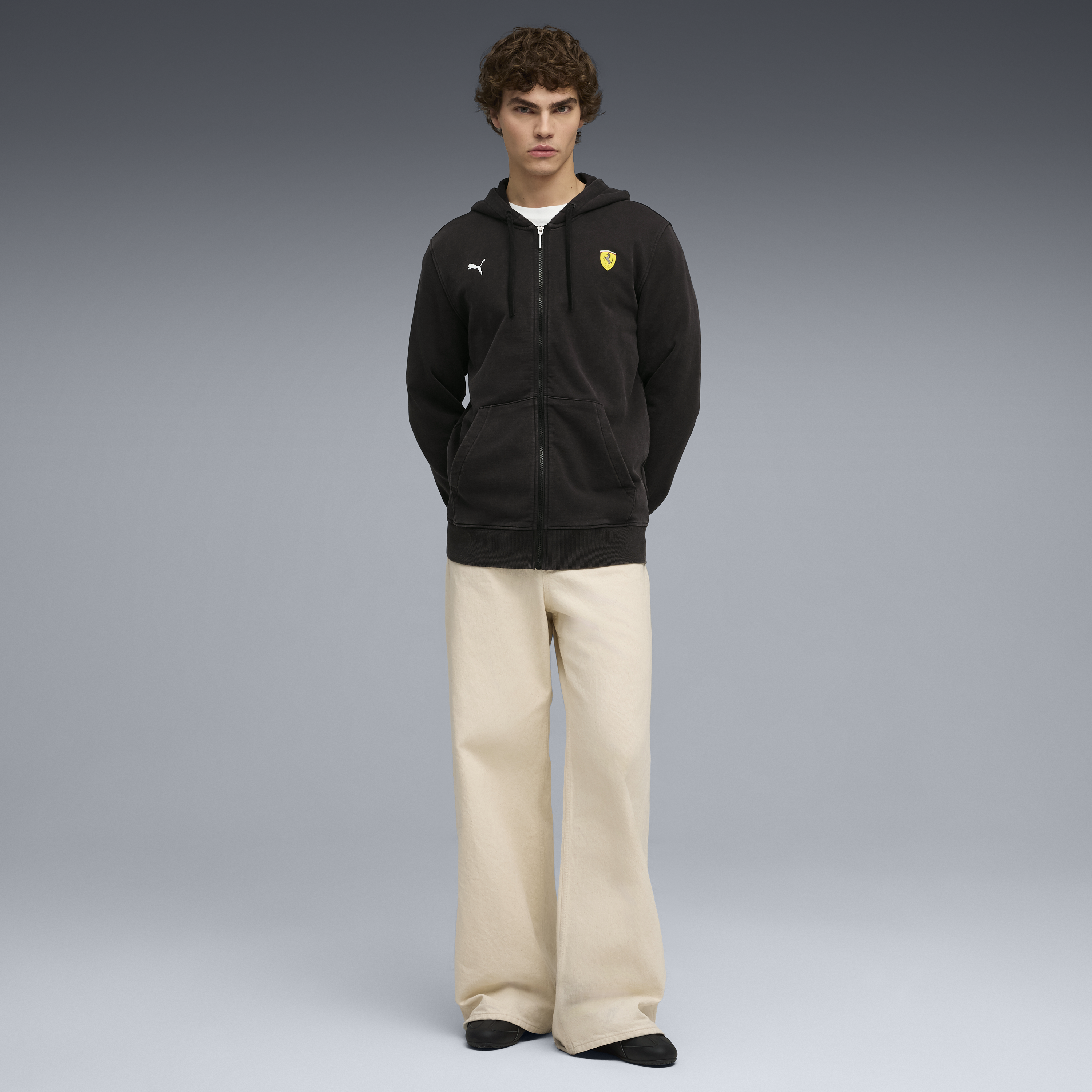 Hanorac cu fermoar Ferrari, Puma, negru 🔥