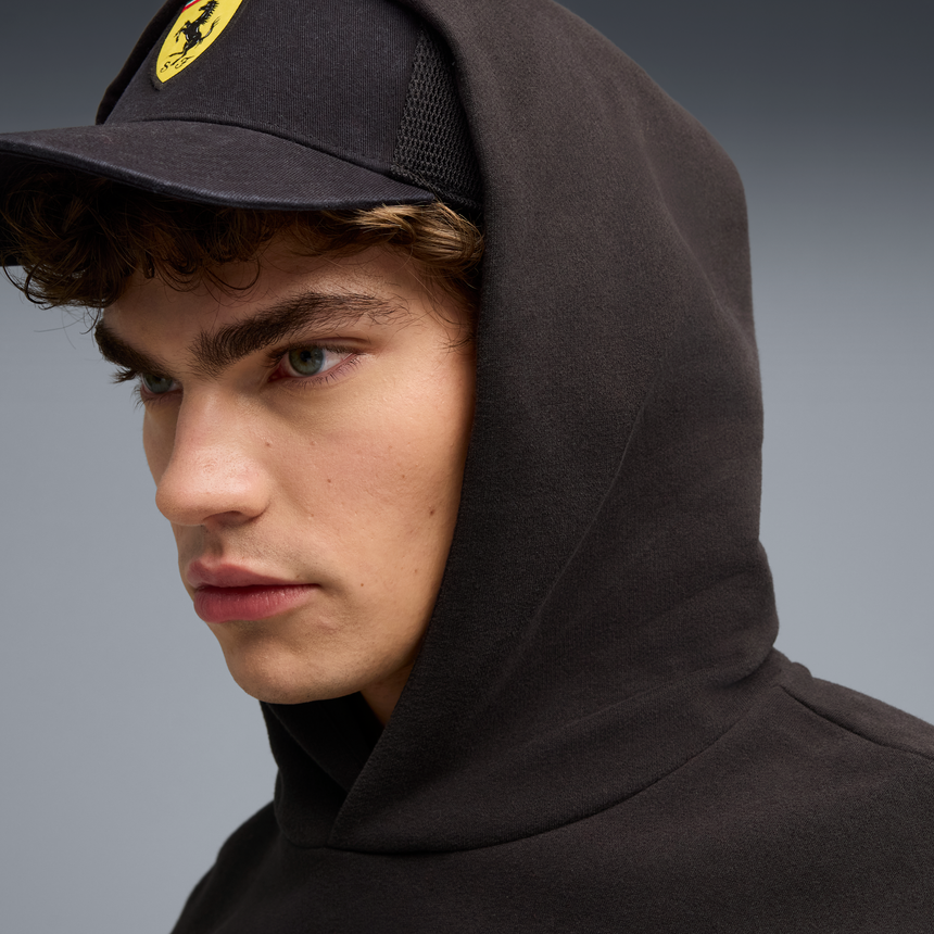 Hanorac Ferrari, Puma, îmbrăcăminte sport, logo cu scut, negru 🔥