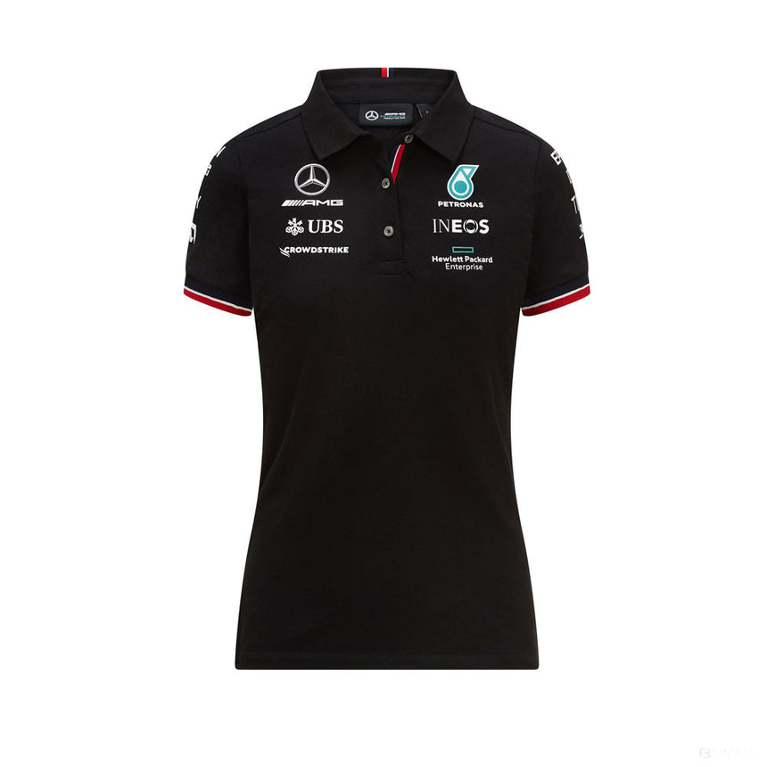 Tricou de Dama cu Guler, Mercedes, Negru, 2021 - FansBRANDS®
