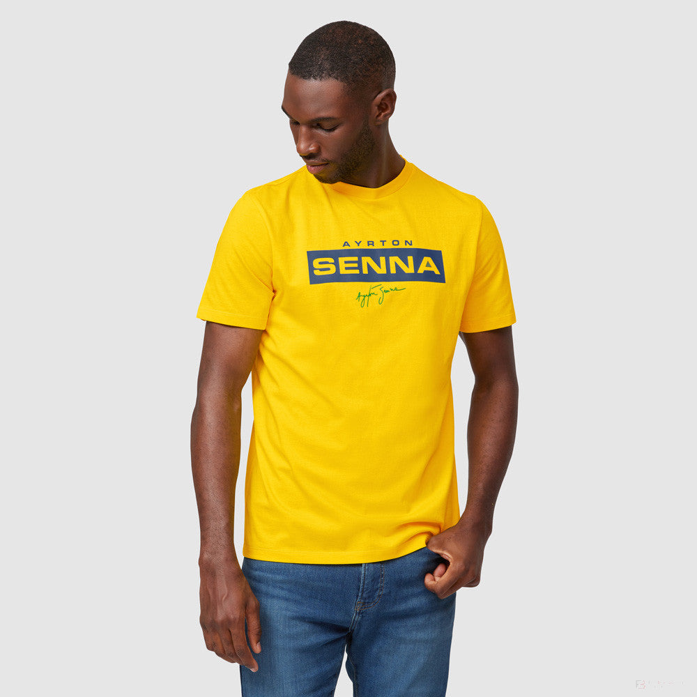 Tricou de Barbat, Ayrton Senna Logo, Galben, 2021 - FansBRANDS®