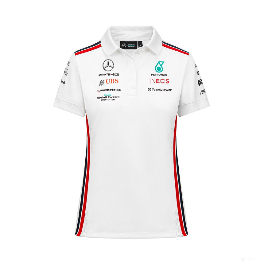 Tricou cu Guler de echipa Mercedes alb, 2023 - FansBRANDS®