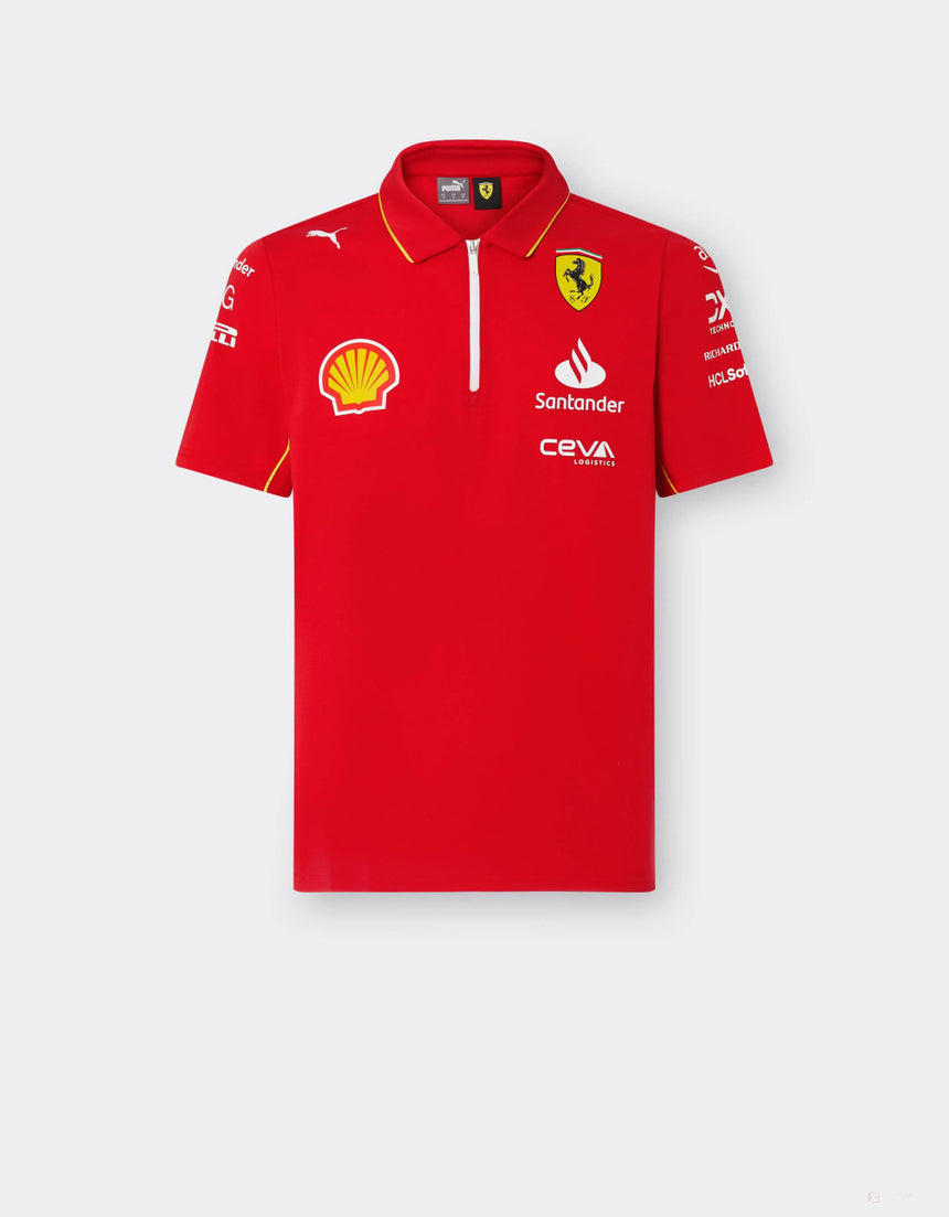 Tricou cu Guler Barbat de Echipa Ferrari Rosso Corsa, rosu, 2024 - FansBRANDS®