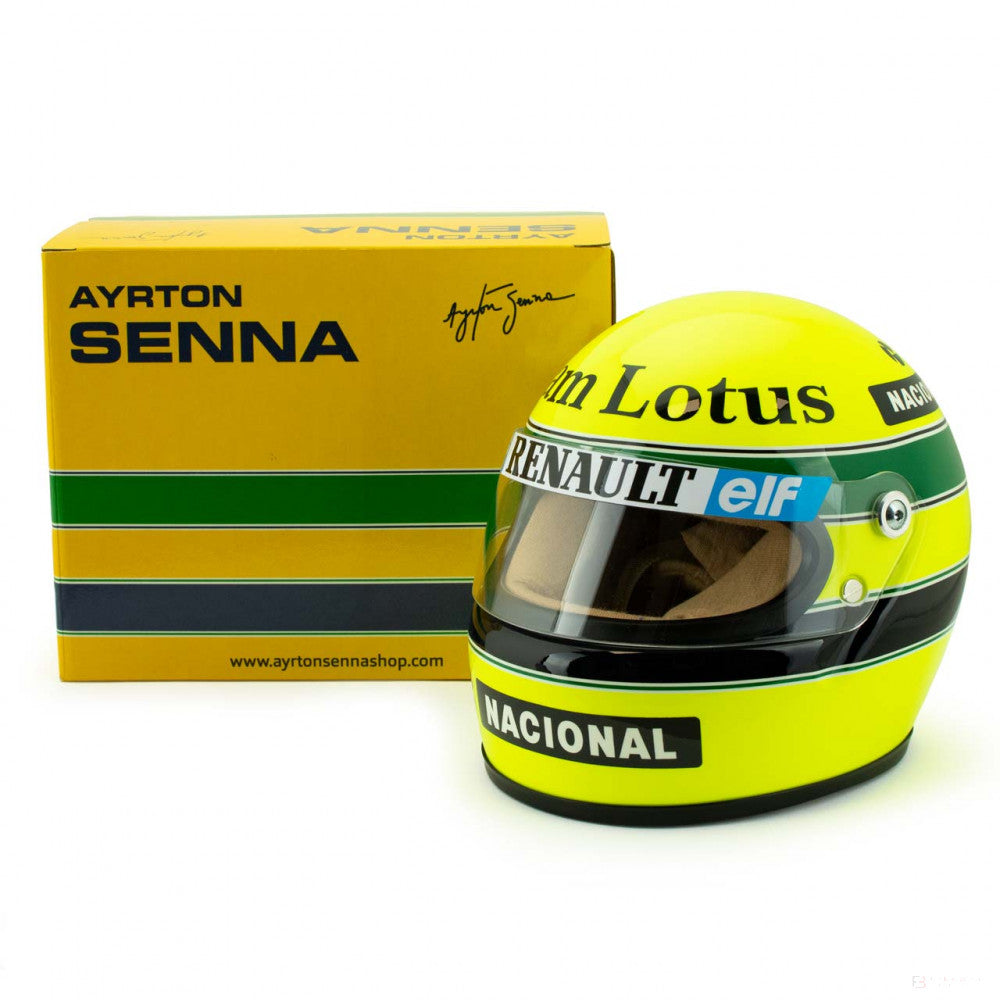 Model Casca Mini, Ayrton Senna 1985, 1:2, Galben, - FansBRANDS®