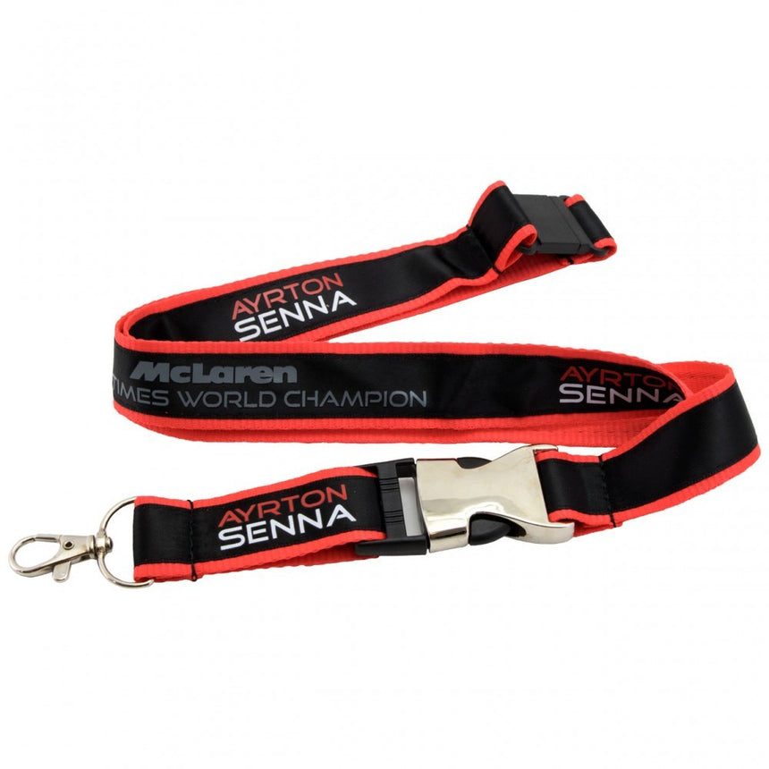 Breloc Lanyard, Senna McLaren, Unisex, Negru, 2017 - FansBRANDS®