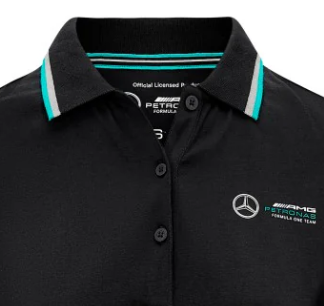 Tricou cu guler pentru femei Mercedes, negru