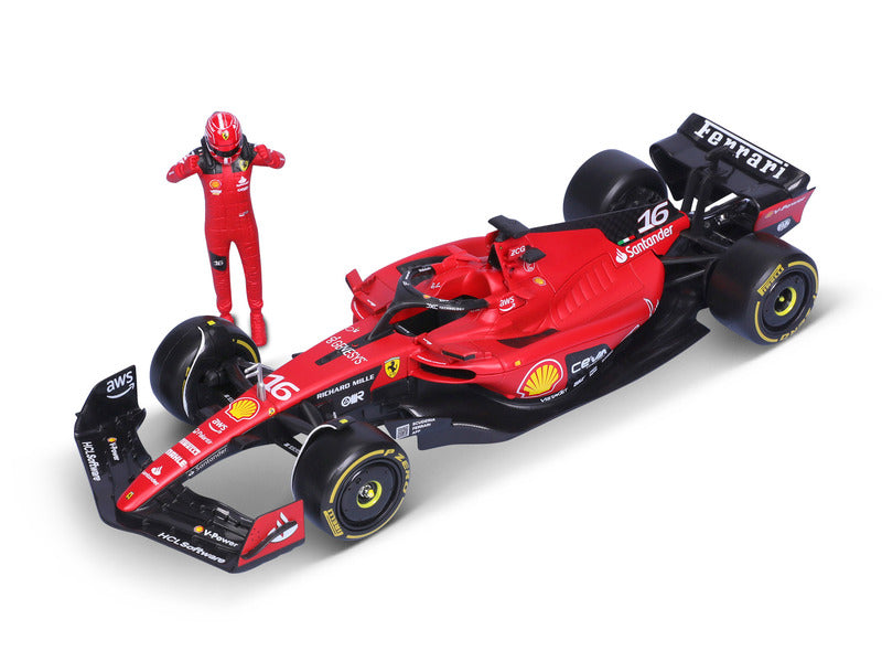 mașină de model Ferrari, SF-23, Charles Leclerc, 1:24, bburago, cu pilot