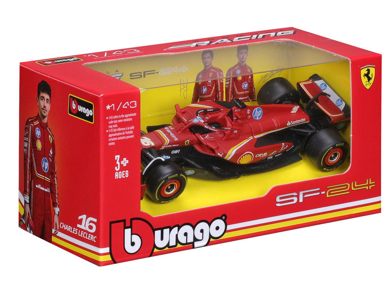 Mașinuță Ferrari, Charles Leclerc, SF-24, bburago, roșu 🔥