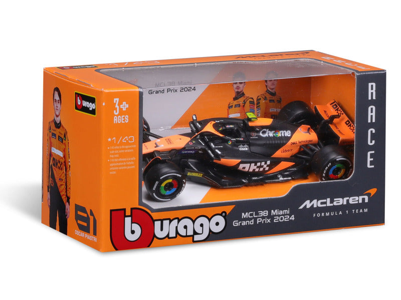Mașină model McLaren, Bburago, Lando Norris, livery Miami, MCL38 🔥