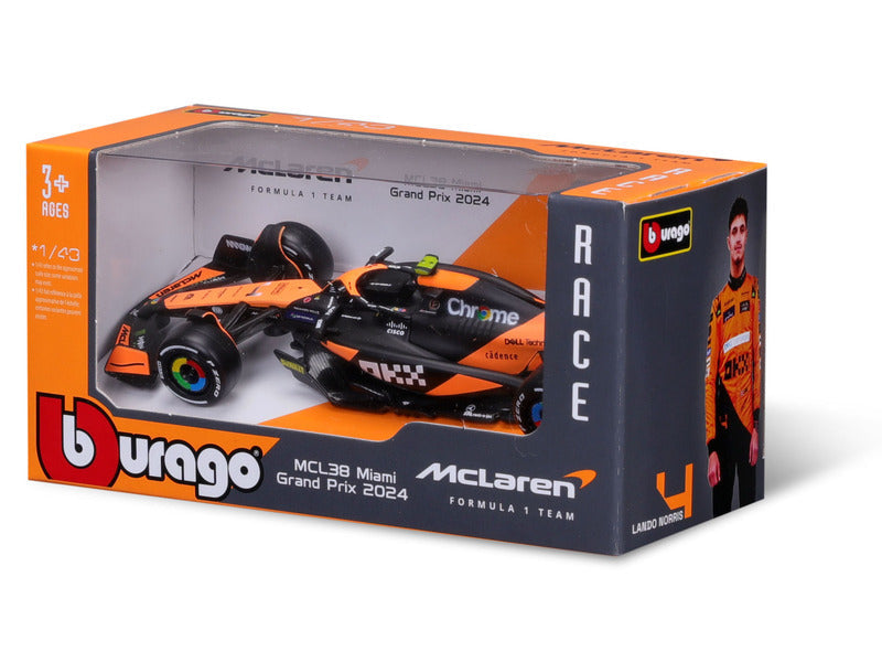 Mașină model McLaren, Bburago, Lando Norris, livery Miami, MCL38 🔥