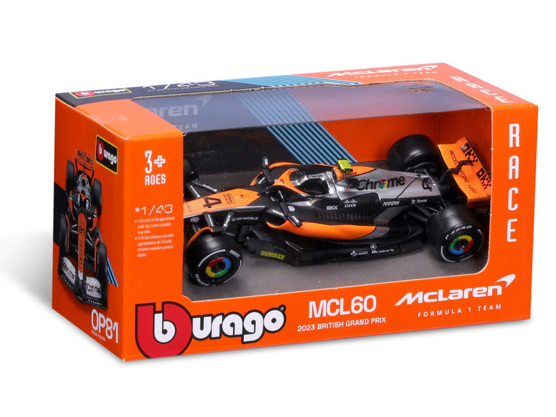 🎁 Mașină model McLaren MCL60, bburago, 1:43, Lando Norris #4, 2023 (100% off)