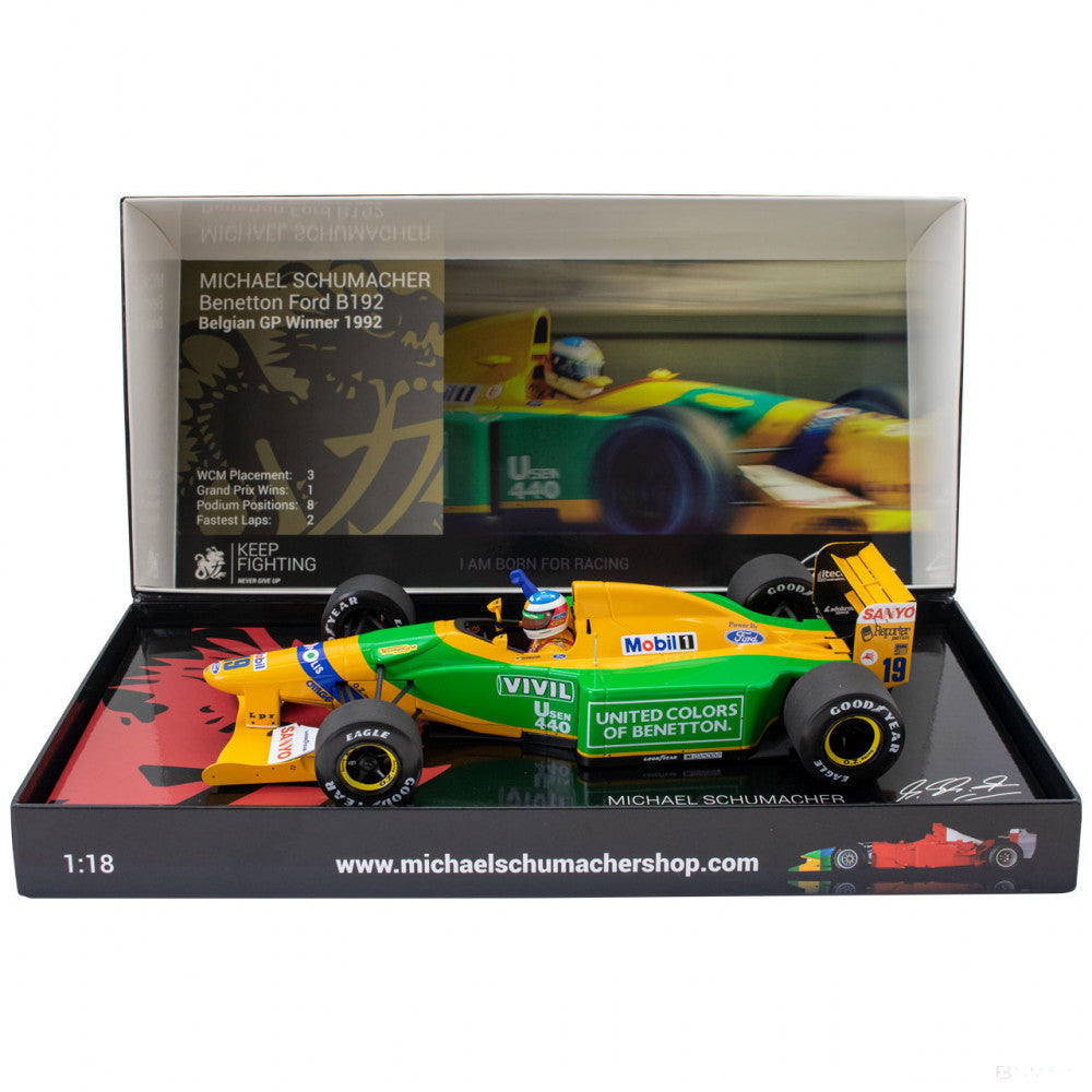 Masina model, Michael Schumacher Benetton Ford B192 Belgian GP, 1:18, Galben, 2020 - FansBRANDS®