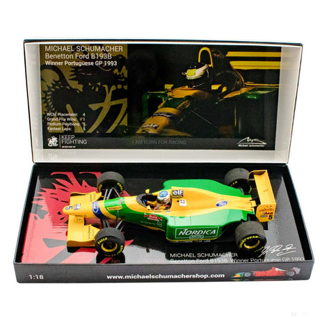 Masina model, Michael Schumacher Benetton Ford B193B Portugal GP, 1:18, Galben, 2020
