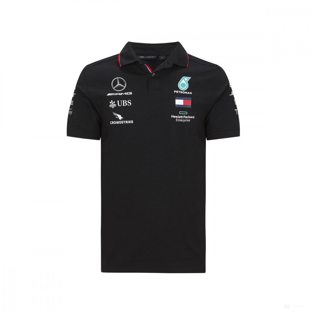 Tricou de Barbat cu Guler, Mercedes, Negru, 2020