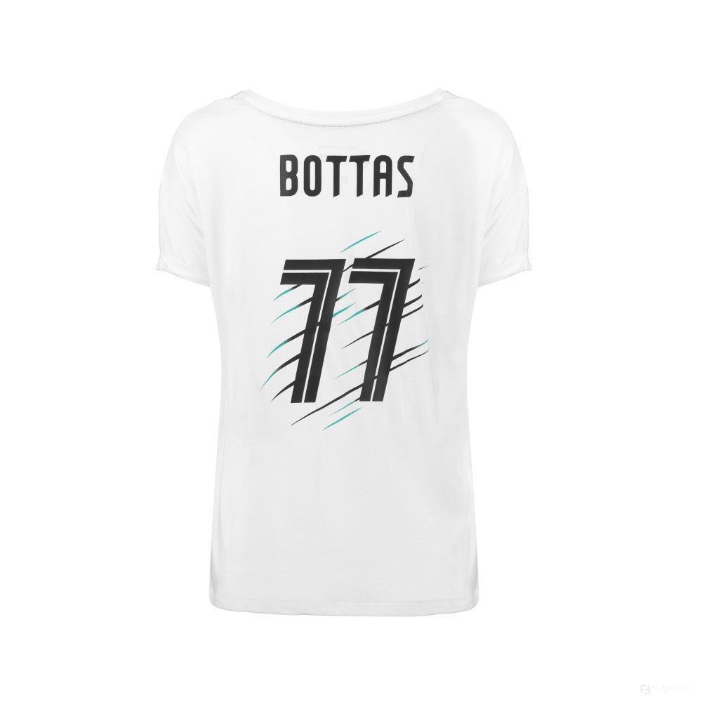 Tricou de Dama Mercedes Valtteri Bottas, Valtteri 77, Alb, 2018