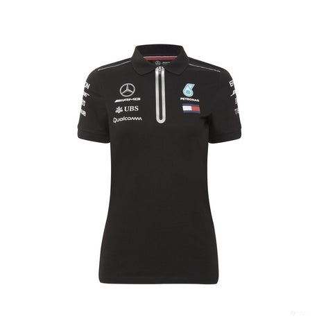 Tricou de Dama cu Guler, Mercedes Team, Negru, 2018 - FansBRANDS®