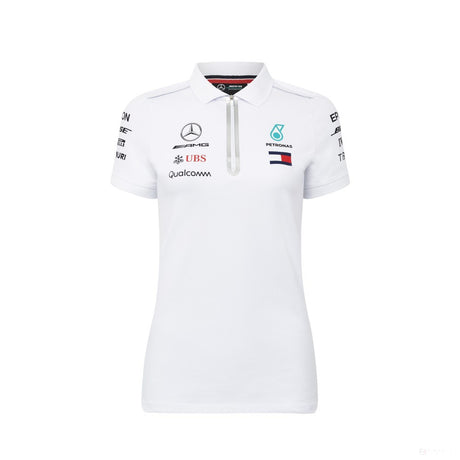 Tricou de Dama cu Guler, Mercedes Team, Alb, 2018 - FansBRANDS®