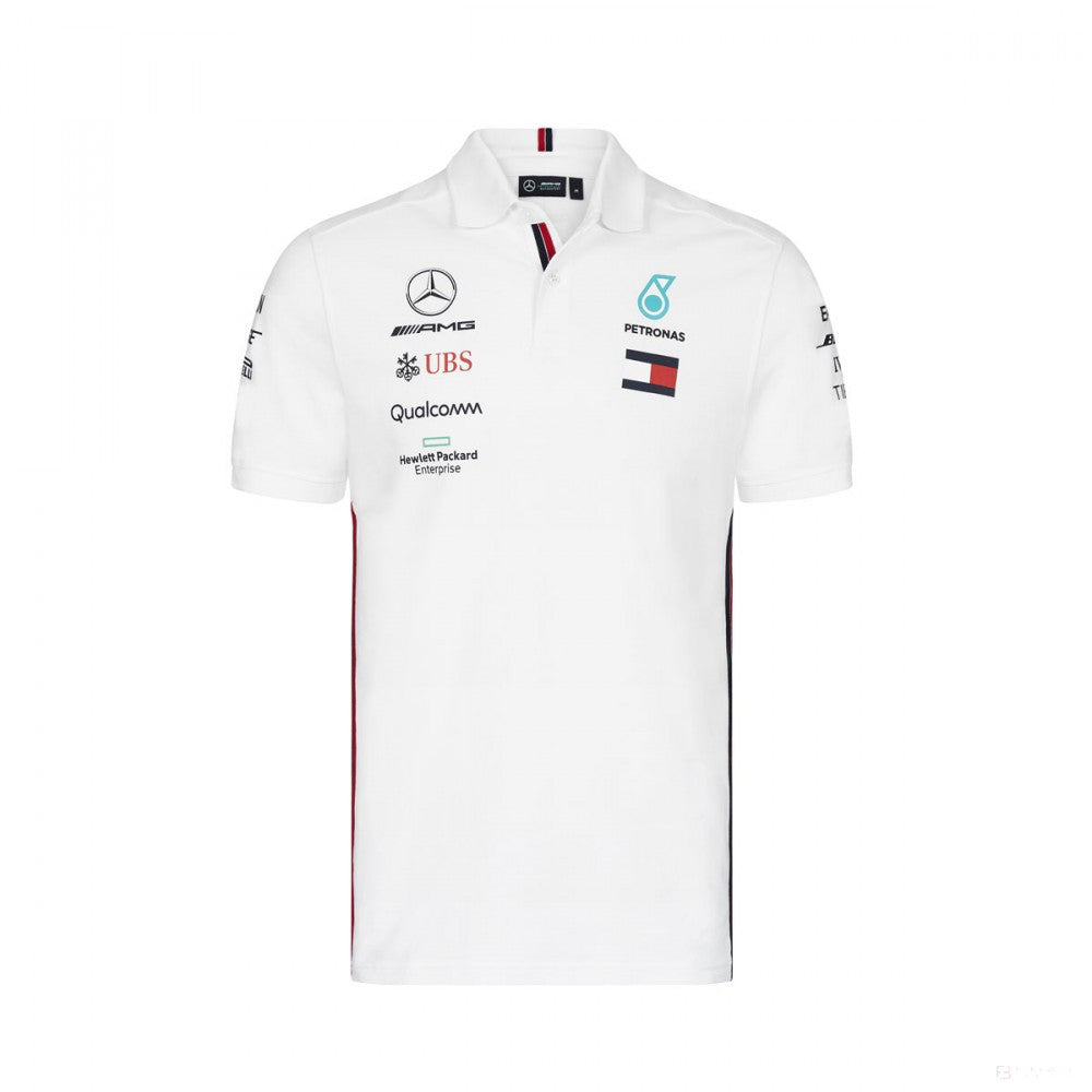 Tricou de Barbat cu Guler, Mercedes, Alb, 2019 - FansBRANDS®