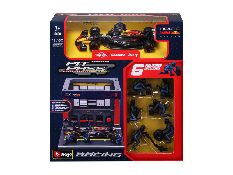 kit-model Red Bull Racing, acces în pit, bburago, 1:43, Max Verstappen, #1, RB19
