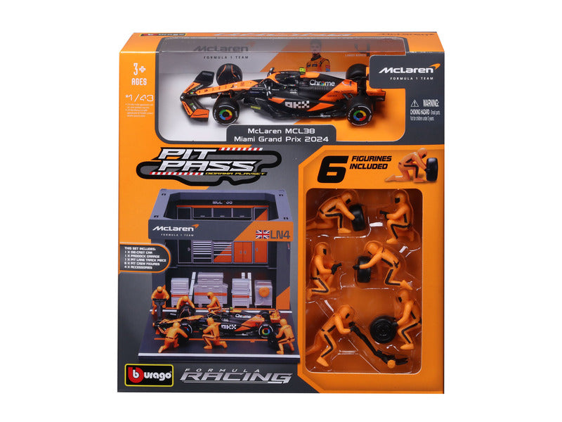 kit de model McLaren, acces pitlane, bburago, 1:43, Lando Norris, #4, MCL38