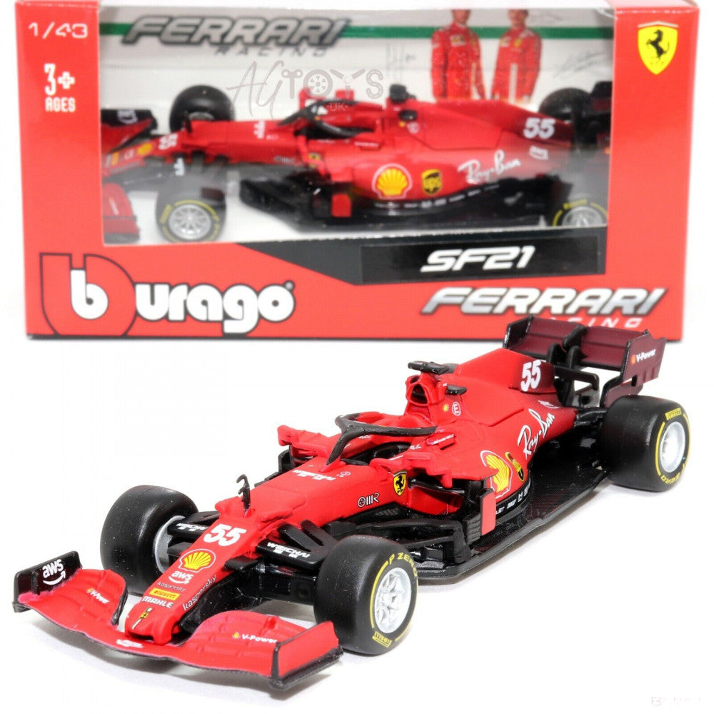 🎁 Model Masina, Ferrari SF21 Carlos Sainz, 2021, Rosu, 1:43 (100% off)