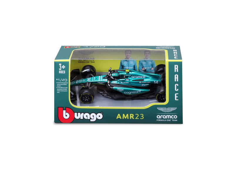 Mașină-model Aston Martin, AMR23, Bburago, la scară 1:43, Fernando Alonso #14, 2023