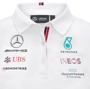 Women's T-Shirt with Collar, Mercedes, White, 2021