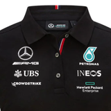 Women's T-Shirt with Collar, Mercedes, Black, 2021