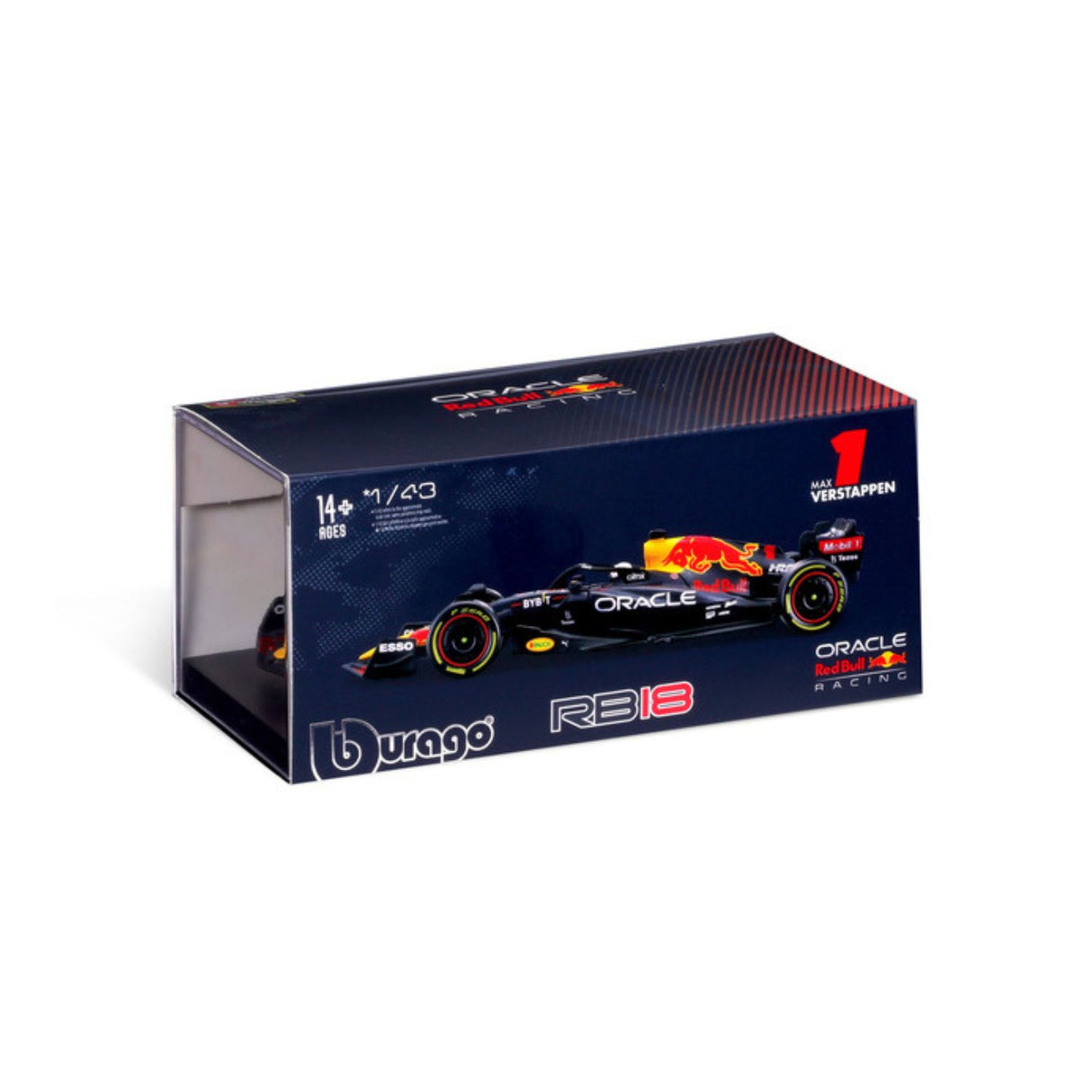 Red Bull Racing F1 Modellauto, mit Helm, RB18, bburago, 1:43, Max Verstappen